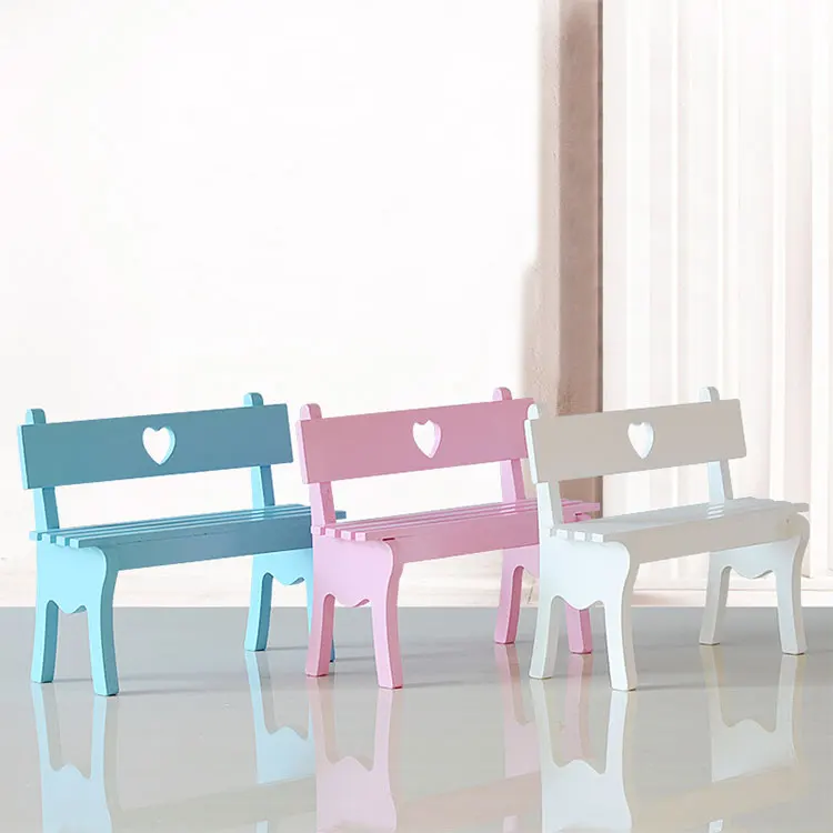 Ins Home Decoration Creative Gifts Wood Crafts Role Play Small Doll House Wooden Miniature Chair Furniture Toys