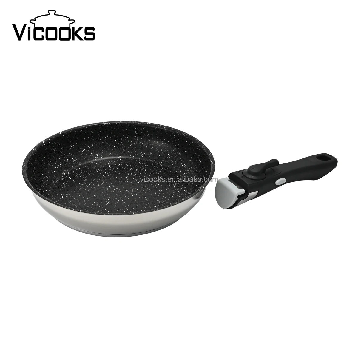 12V Inch Frying Pan Stainless Steel Double Nonstick Electric Non Oil Frypan With Removable Handle