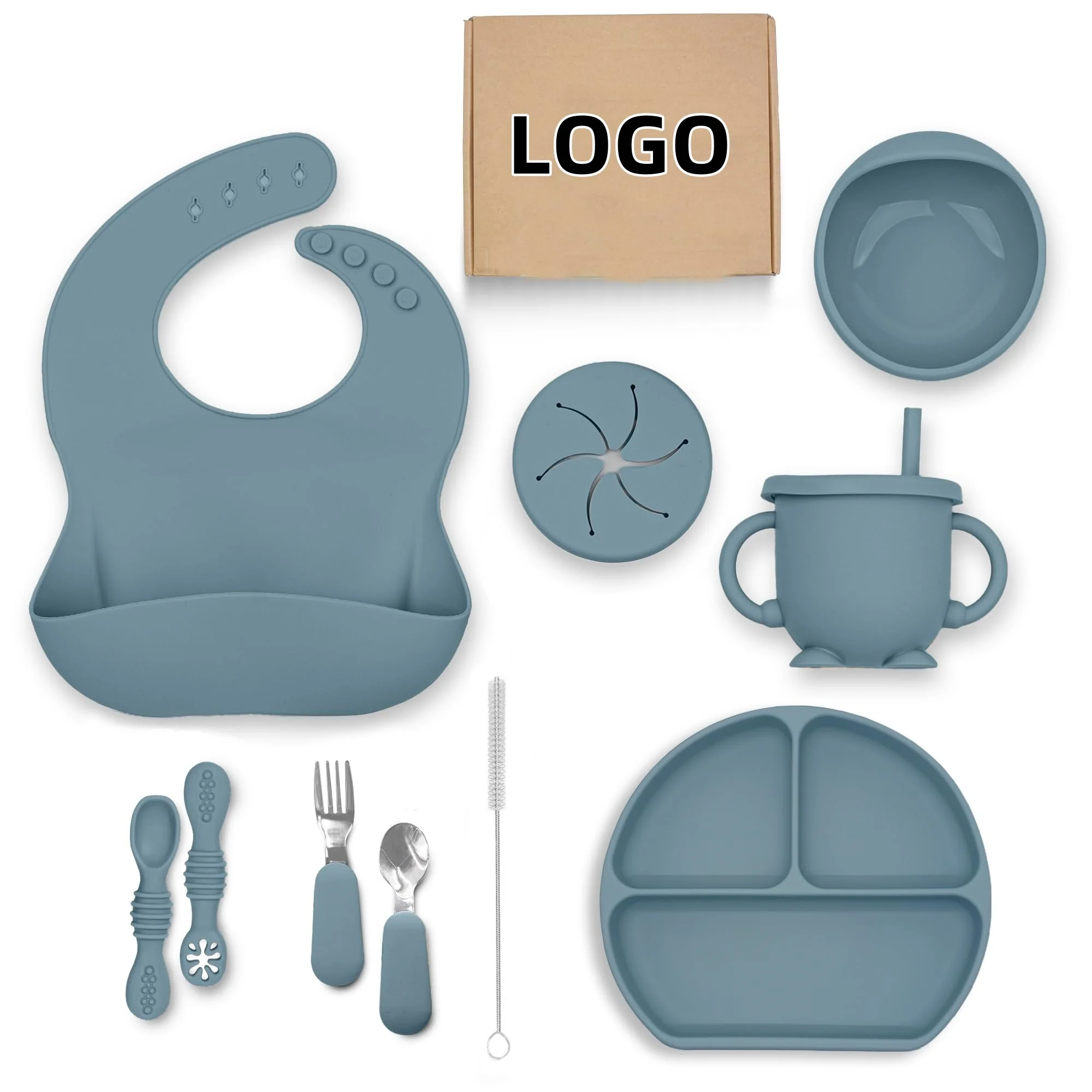 Custom Cartoon Toddler Tableware Set Silicone Tableware For Babies Baby Tableware Silicone Without BPA Supplies