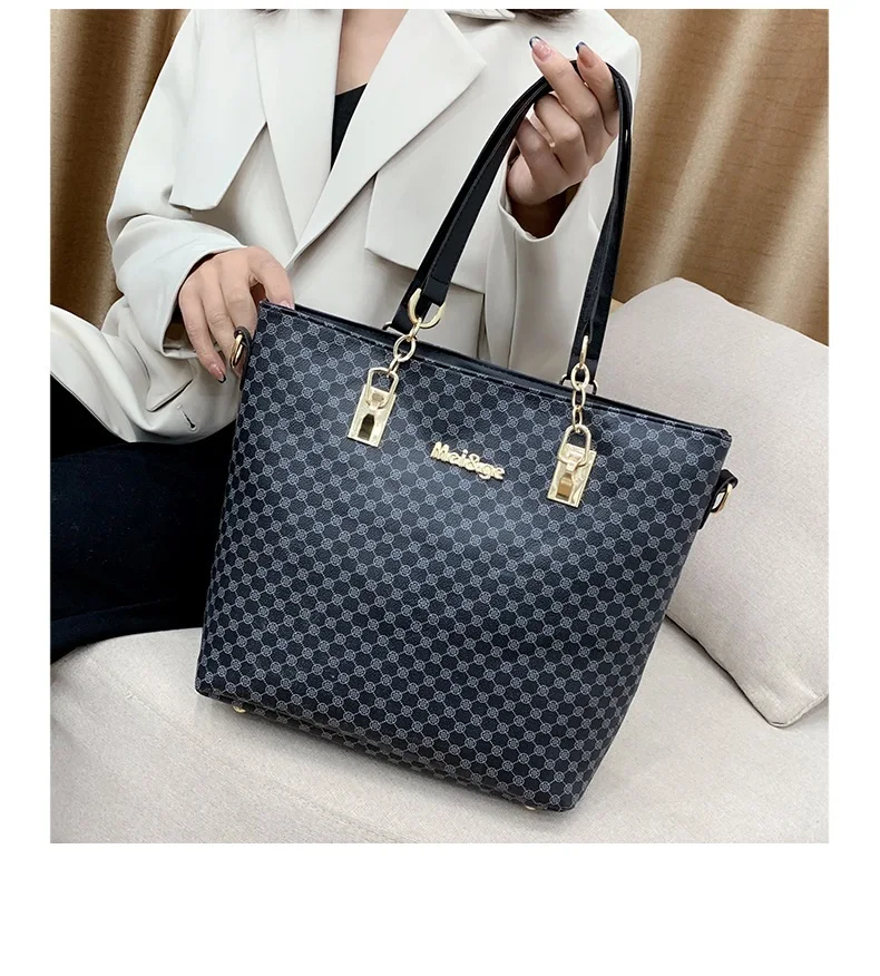 Wholesale Women Trendy Shoulder Tote Hand Bags 6 Piece Set Printed pattern Leather Purses And Handbags