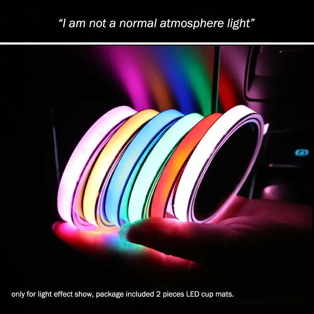 LED Car Cup Holder Lights 7 Colors  USB Charging Mat Auto Sport Luminescent Cup Pad LED Interior Atmosphere Lamp  for BMW