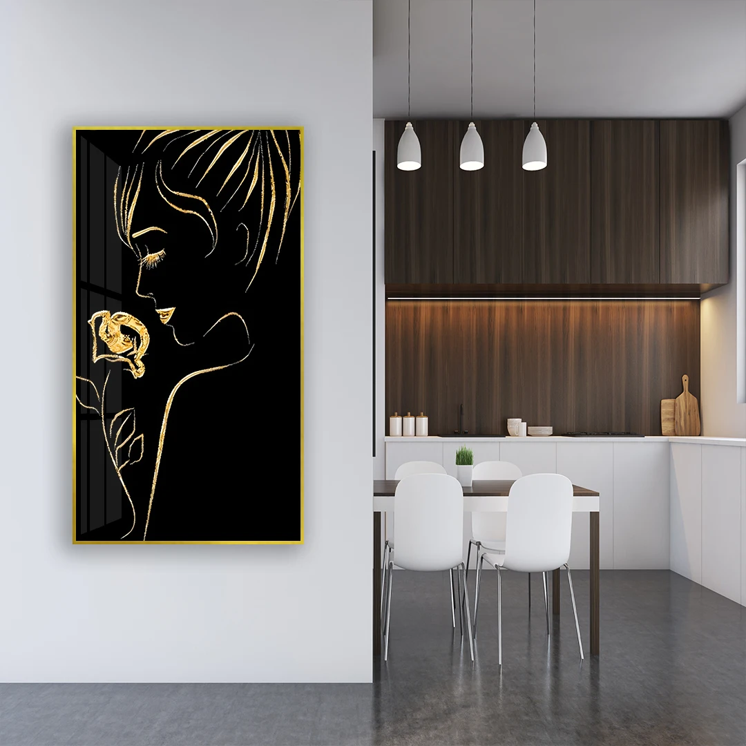 Glistening Crystal Porcelain Art High end water crystal porcelain painting with black background sketch girl