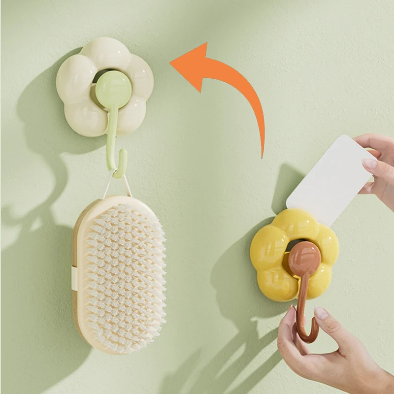 JAYA Sunflower Suction Cup Hooks No Punch No Trace Suckers Hooks for Kitchen Living Room Bathroom Powerful Sticky Hooks