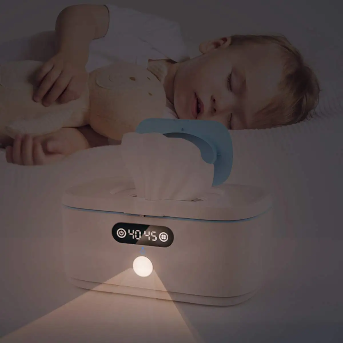 SUNNUO New Wet Wipes Warmer Baby Wipe Warmer with Night Light Temperature Display for Vehicle and Home Use