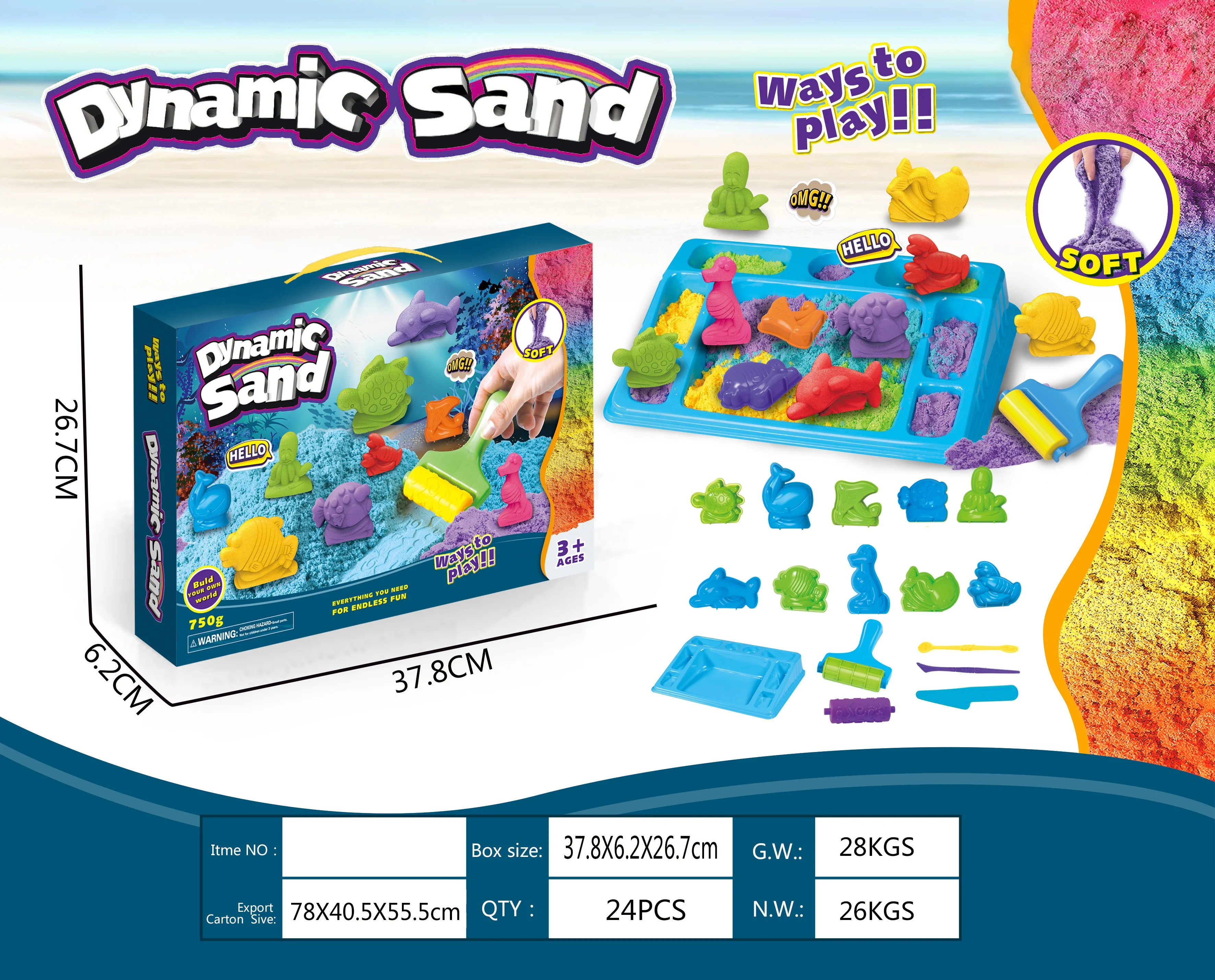 SL Cake Sea World Animals Mold Kit 750g DIY Space Magic Sand Play Set Sensory Toy With Plate For Kids Boy And Girl