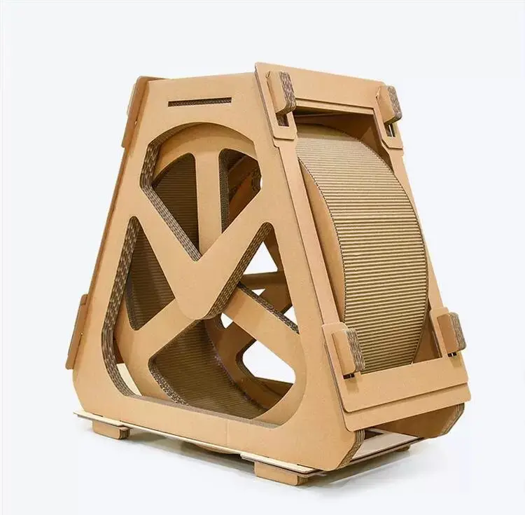 Hot Sale running Wheel house cat scratcher cardboard Waterwheel Shape box paper cat scratch for small animal Cats