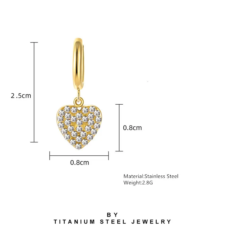 SP Fashion Love Full Diamond Earring Necklace Set Stainless Steel  18K PVD Plated Heart Necklace Earring Set
