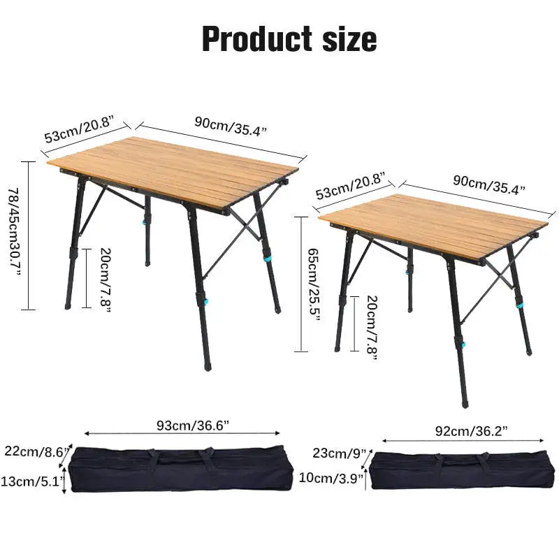Modern Aluminum Folding Outdoor Table with Extendable Legs for Camping Beach Gym Use Outdoor Furniture Picnic Time Folding Table