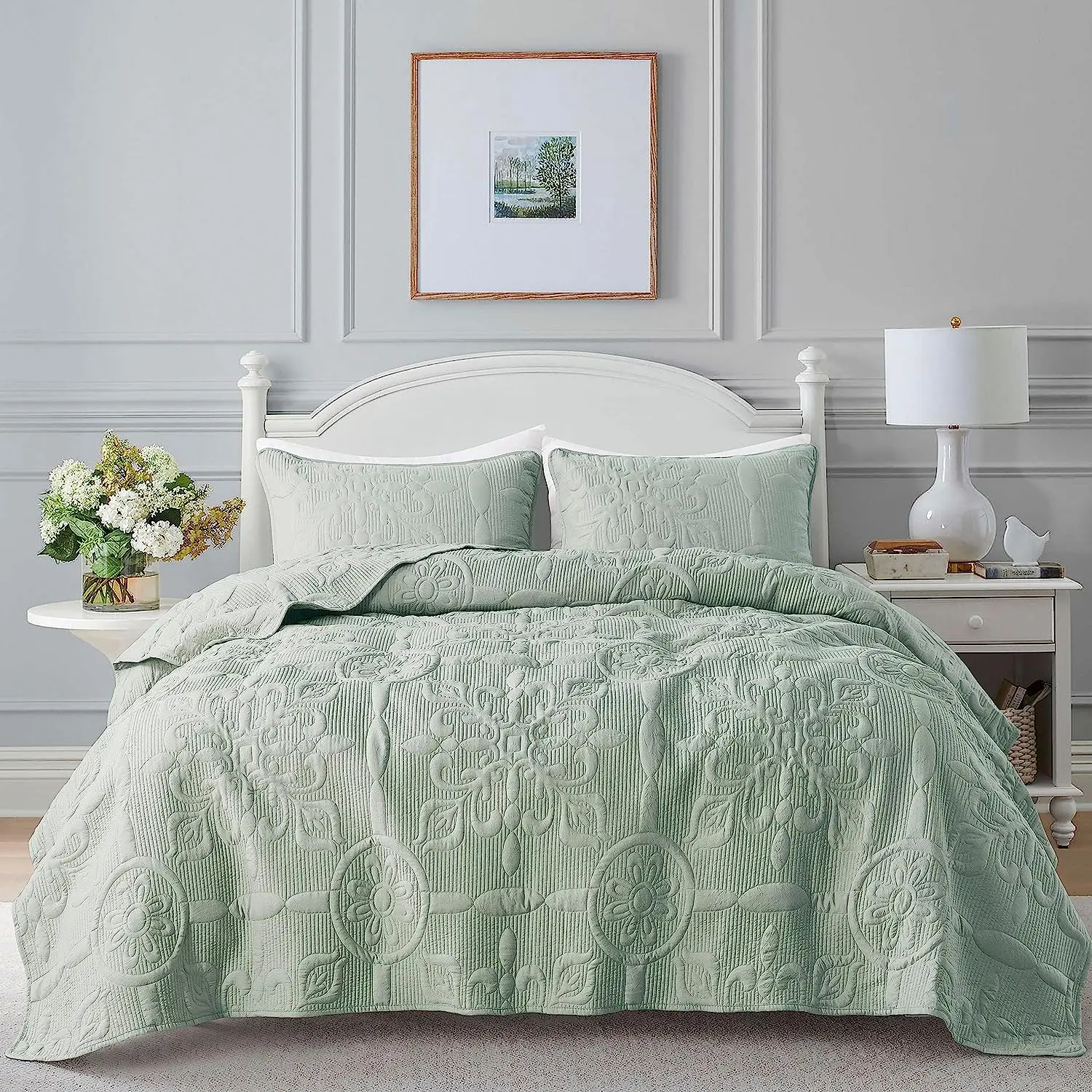 100%polyester hot-selling pattern Austin 3-Piece Over-sized Quilted Bedspread Set
