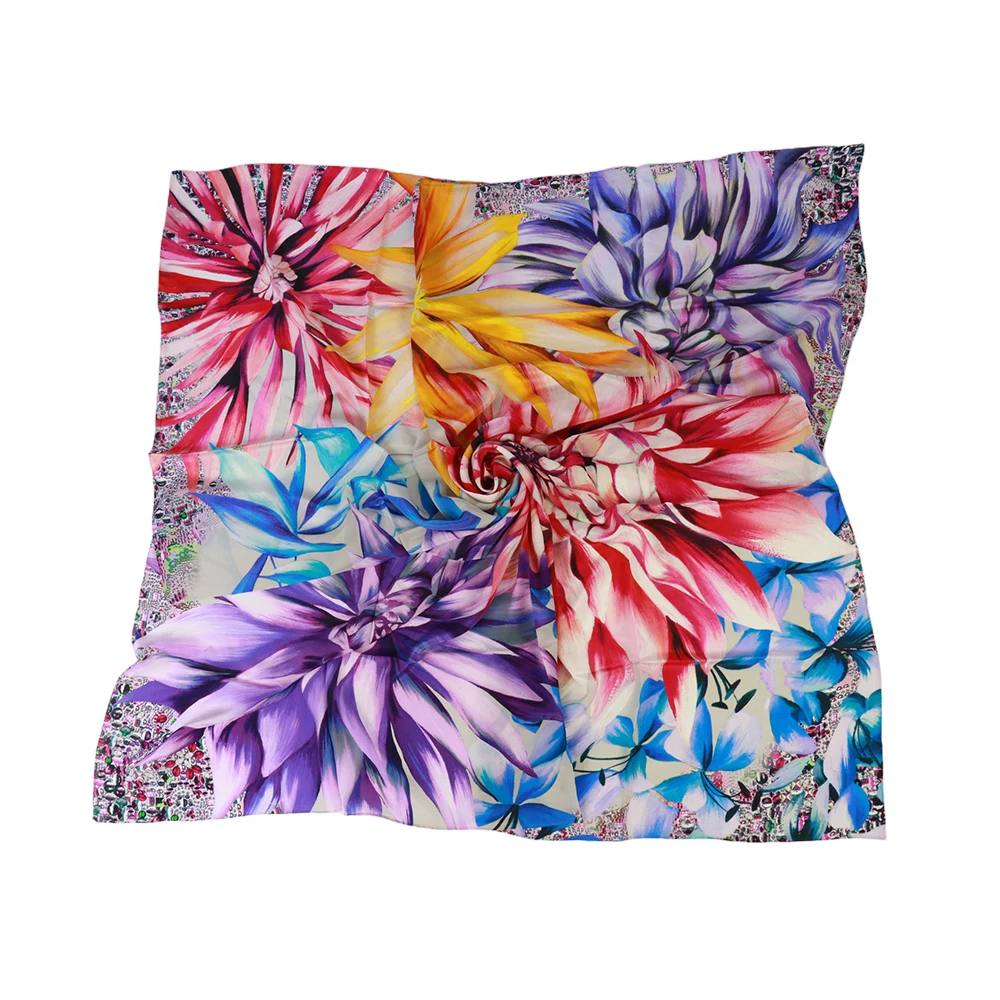 2022 latest design flower and dot high quality custom print cotton scarf shawl