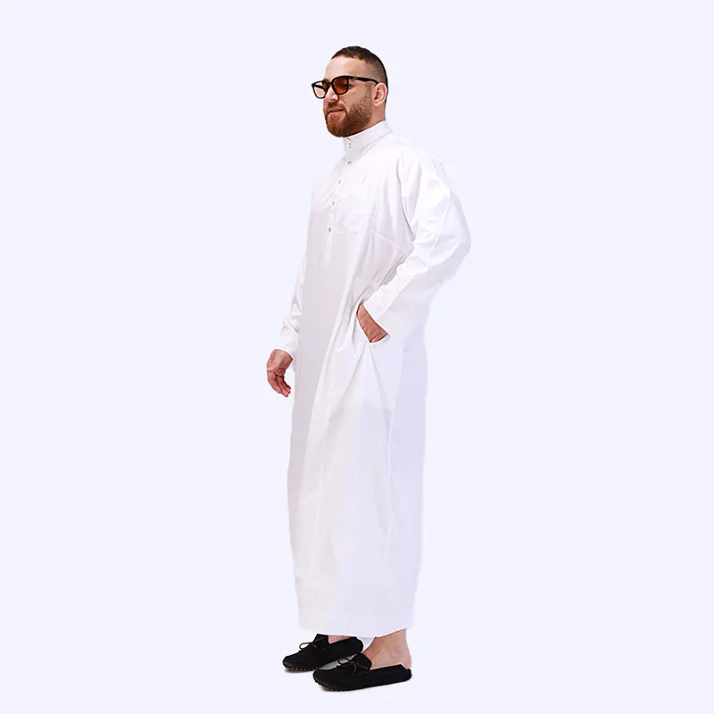 Jinteng Traditional muslim robe white oversized ethnic clothing classic islamic white long sleeve thobe hot sale clothing