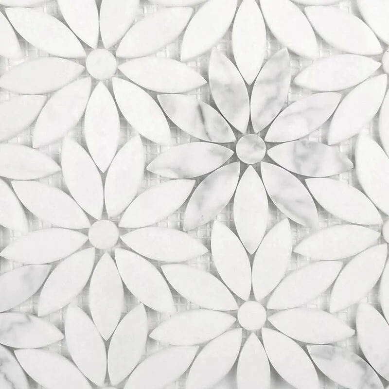 12' x 12' Customized Style  Mosaic Tiles Swimming Pool Tile Backsplash  White Marble Mosaic