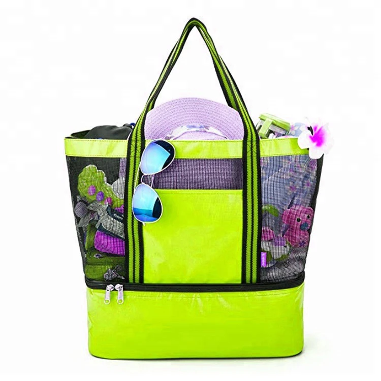 
2-in-1 Mesh Beach Bag Mesh Beach Tote Bag with Detachable Beach Cooler 