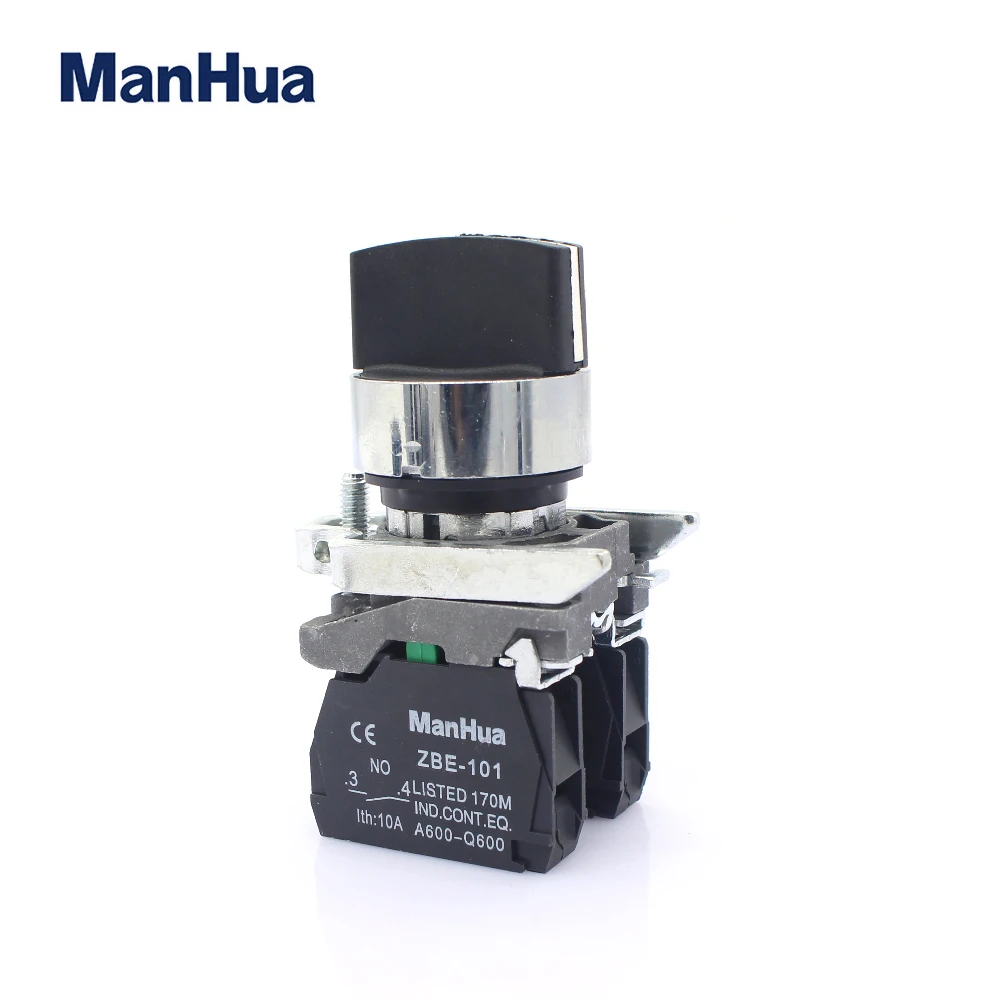 ManHua XB4-BD33 3 way selector switch push button switch  rotary three position 2NO