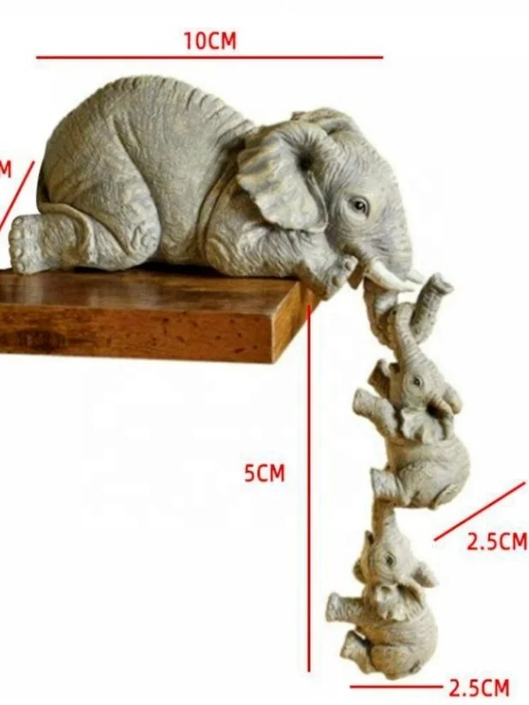 3Pcs/Set Cute Elephant Figurines Elephant Holding Baby Elephant Resin Crafts Home Furnishing Gift Home Decoration Accessories
