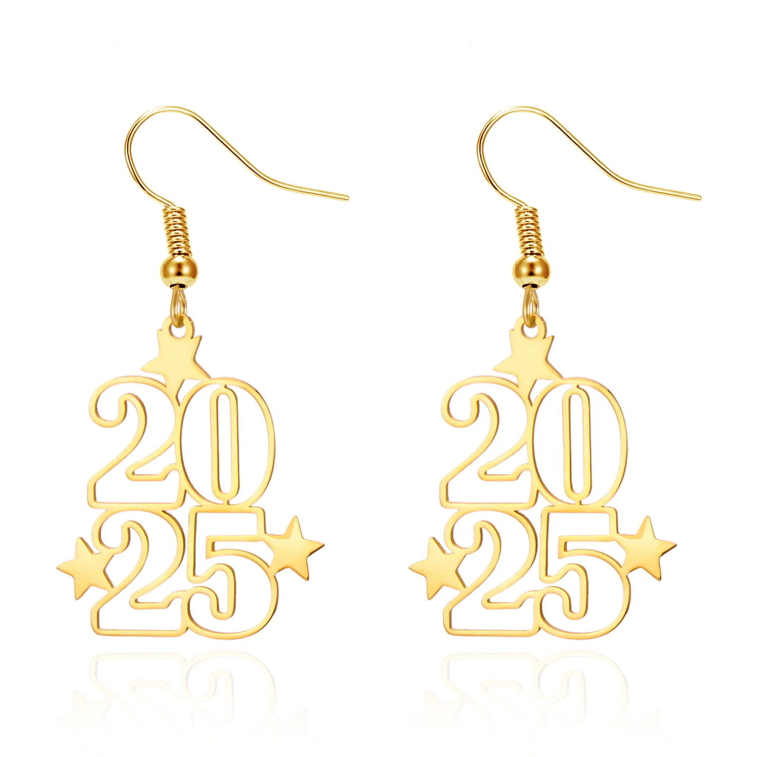 Creative Number 2025 Dangle Earrings for Women Metal Figure Earring Fashion Jewelry Souvenir Accessories New Year Gift