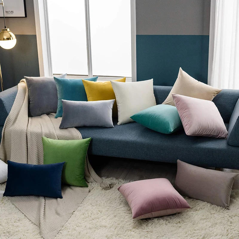 Wholesale Velvet Cushion Cover Brown Decorative Velvet Throw Pillow Covers 18 x 18 Soft Solid for Sofa Bedroom Car 20x20