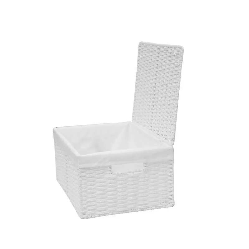 White Paper Rope Woven Storage basket Xmas Hamper Basket Box With White Cloth Lining
