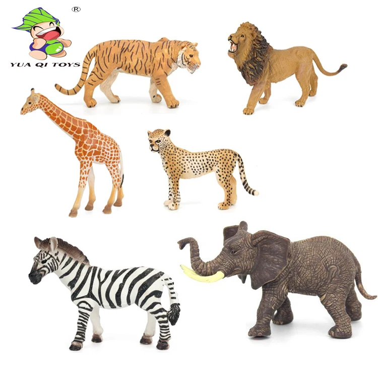 YQ 6 PCS Plastic African Jungle Animals Play Set Safari Animals Toys Set for Kids