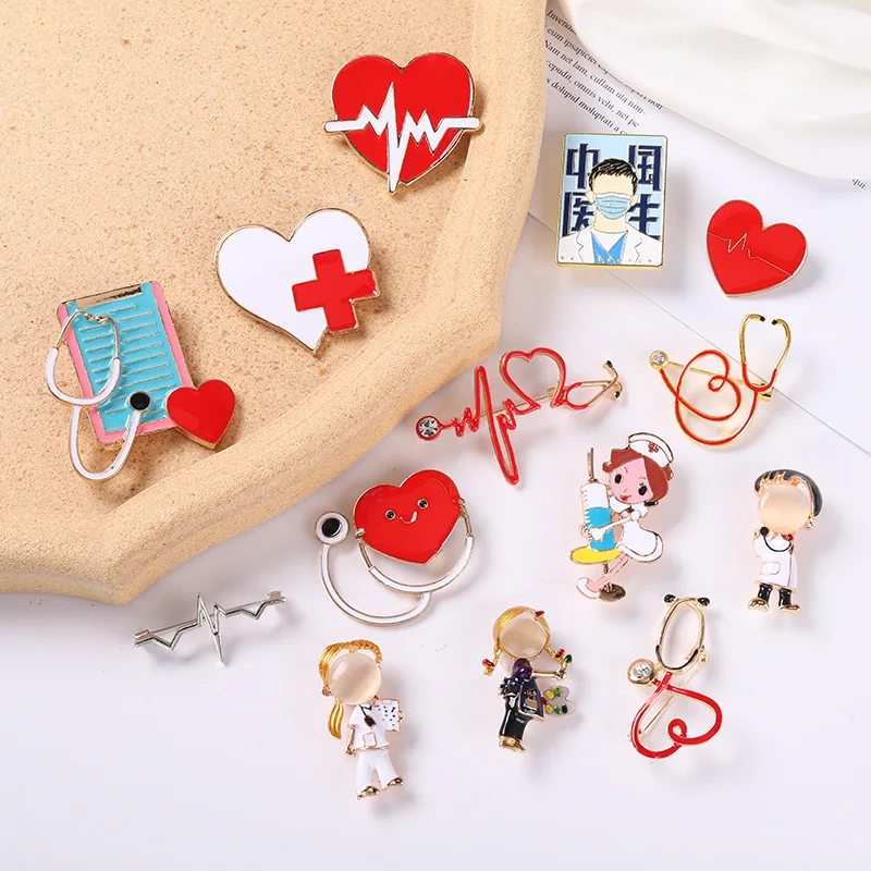Medical series brooch, popular in Europe and America, creative Chinese doctor brooch clothing accessory, metal badge