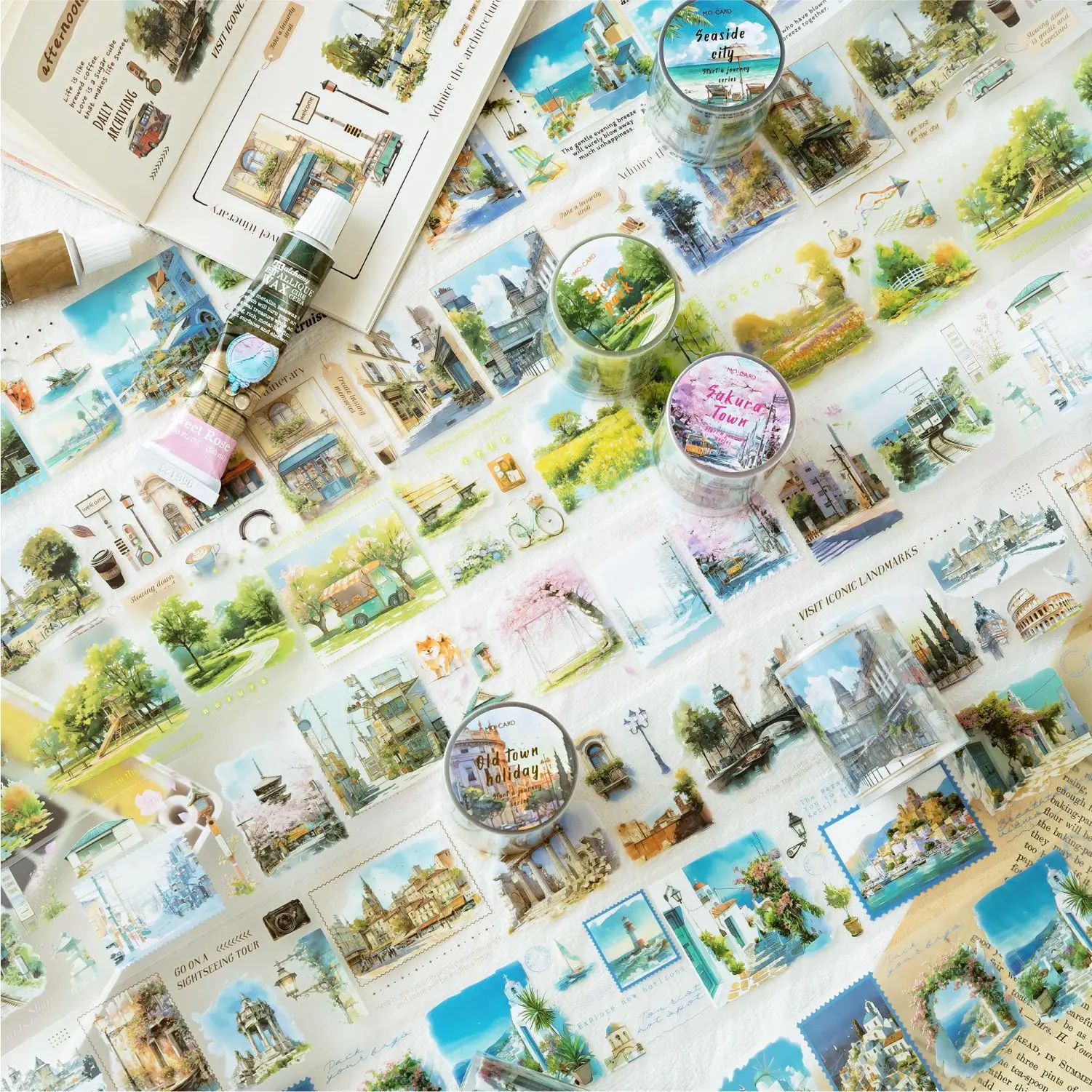 2M/Roll PET tape Starting a journey series INS landscape handbook DIY decorative loop stickers