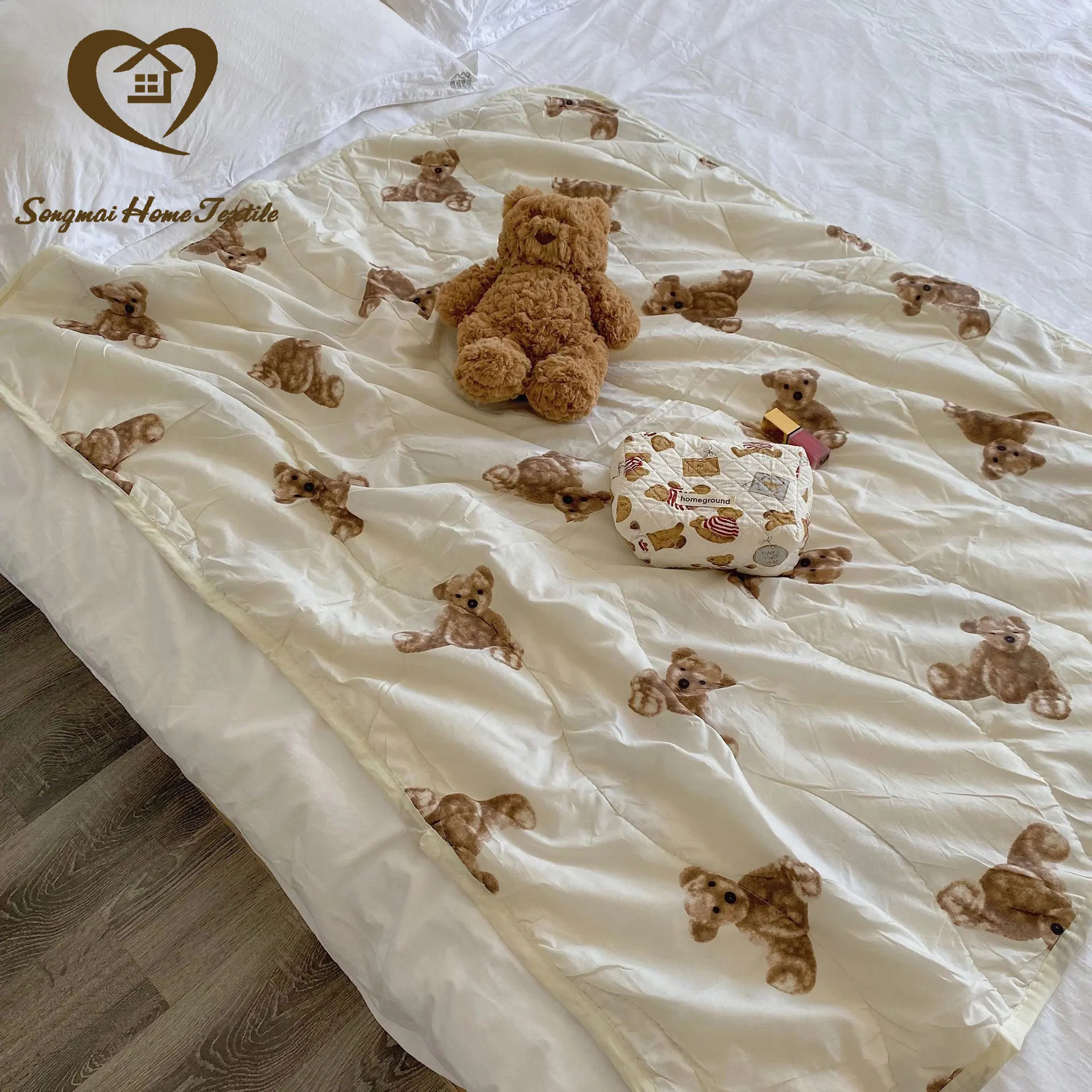 Songmai Super Soft Baby Blanket Cartoon Bear Thin Quilt Blanket Babies Summer Bedding Kids Soft Bed Newborn Sleeping Accessories