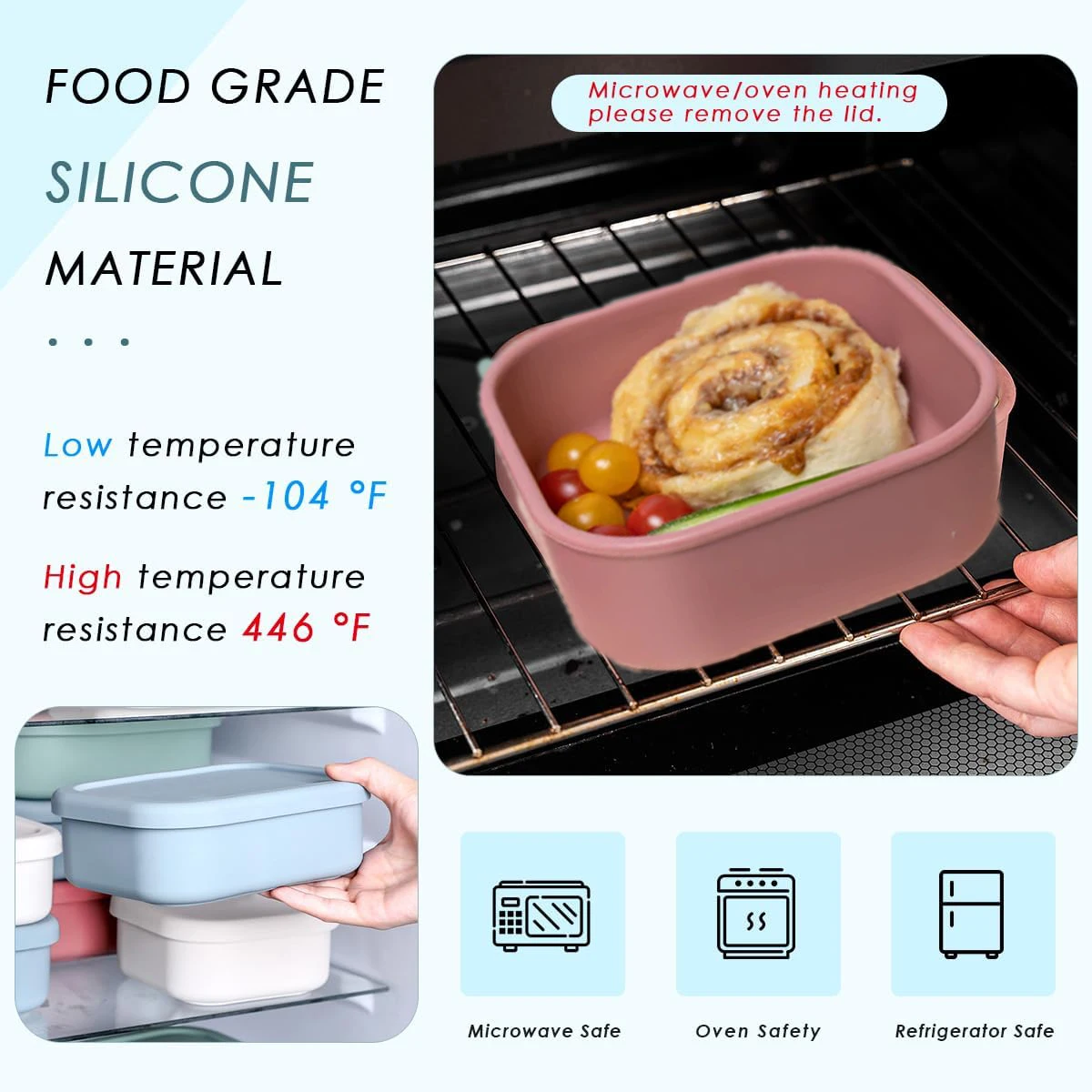 2024  Microwave Safe Silicone Kids Wholesale Silicone Baby Bento Lunch Box