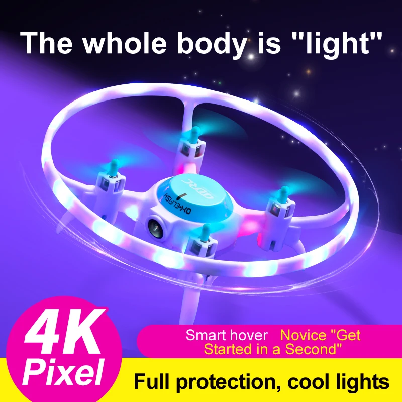 Crash proof one key take off landing spin flips RC flying quadcopter LED light mini drone for beginner kid