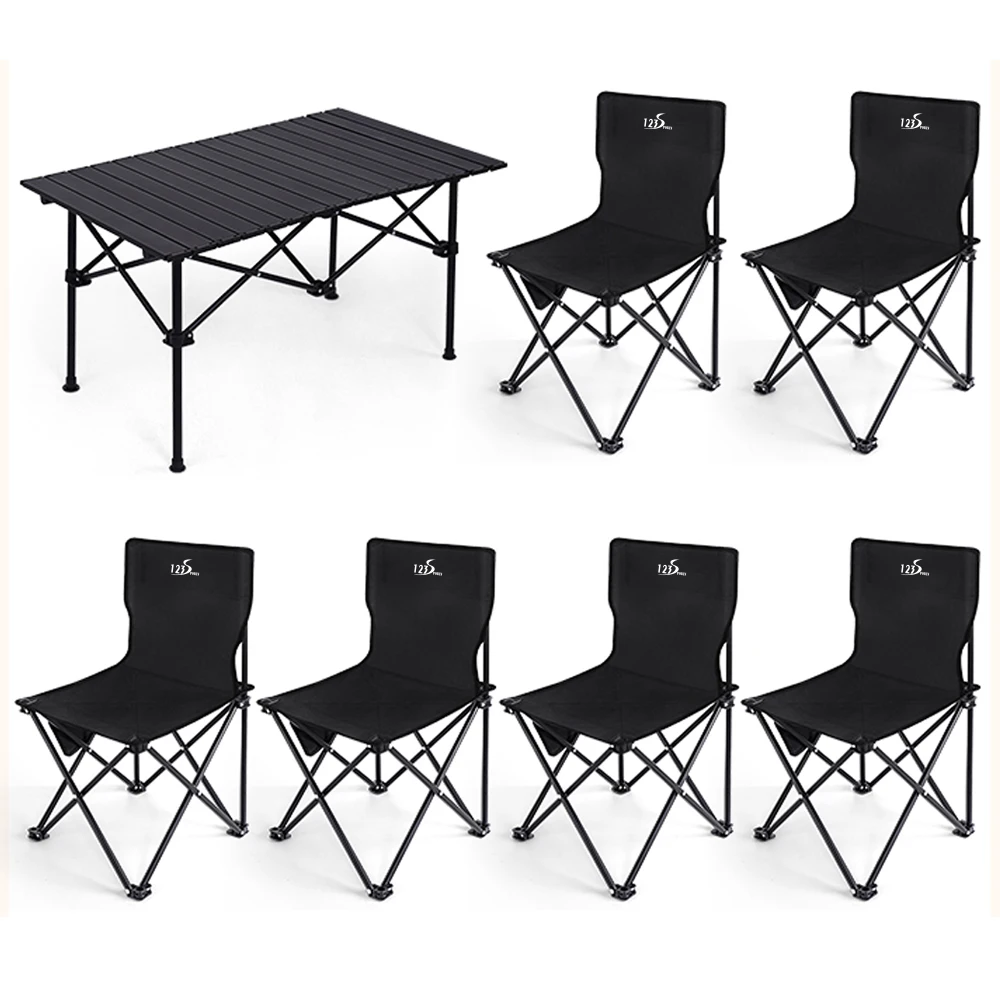Factory Direct Supply Upgraded Custom Portable Folding Camping Table 4-6 Persons Chairs Set For 6 Person Camping Picnic Bbq