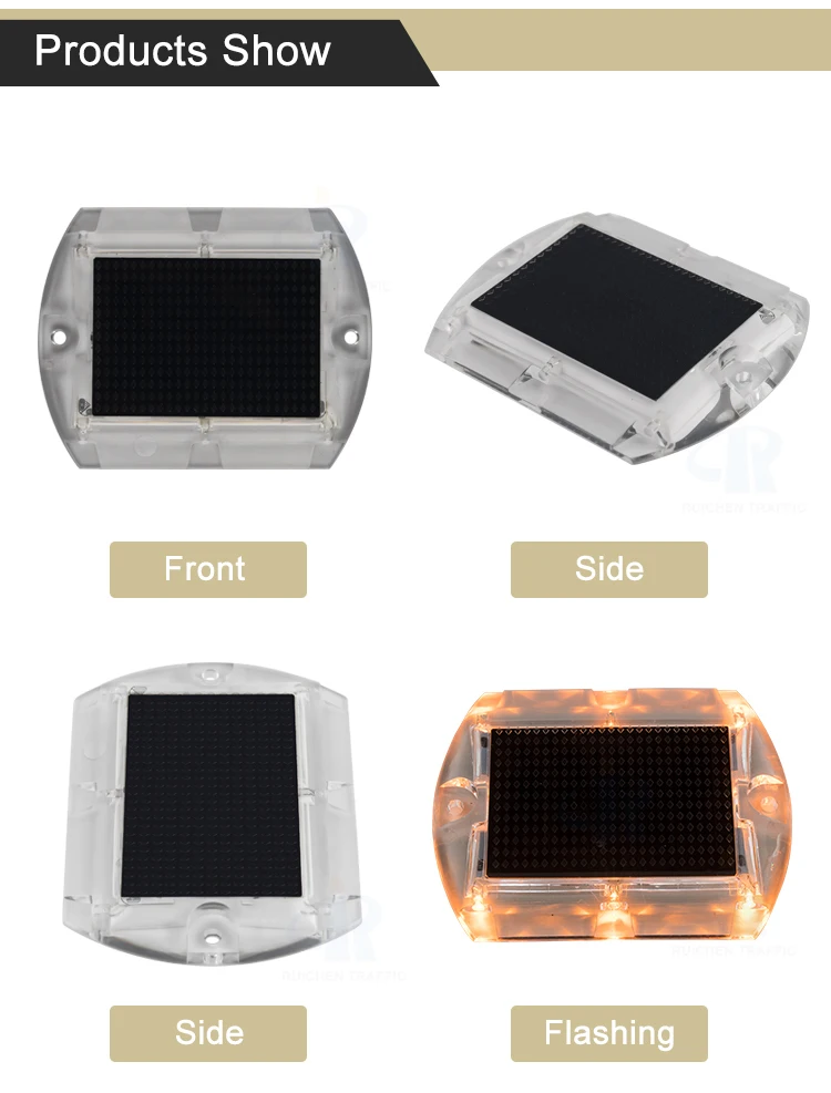 circular two directions solar powered leveled road stud reflector pavement marker