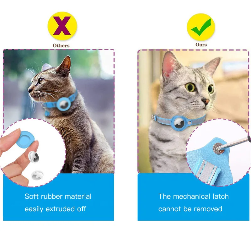 Rarewe In Stock Factory Supply Colorful Nylon Gps Tracker Reflective Small Pet Cat Airtag Dog Collar