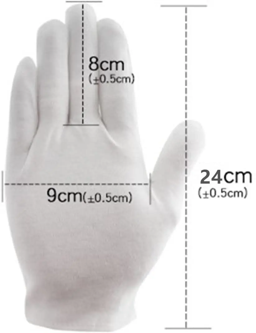 White Cotton Formal catering Costume Honor Parade Guard ceremony ceremonial work hand Gloves with Snap Cuff