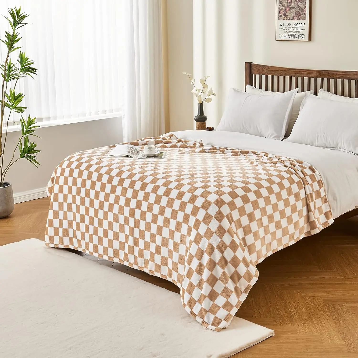 Checkered Blanket Flannel Throw Blankets Soft Cozy Checkered Grid Print Chessboard Gingham Pattern Blankets