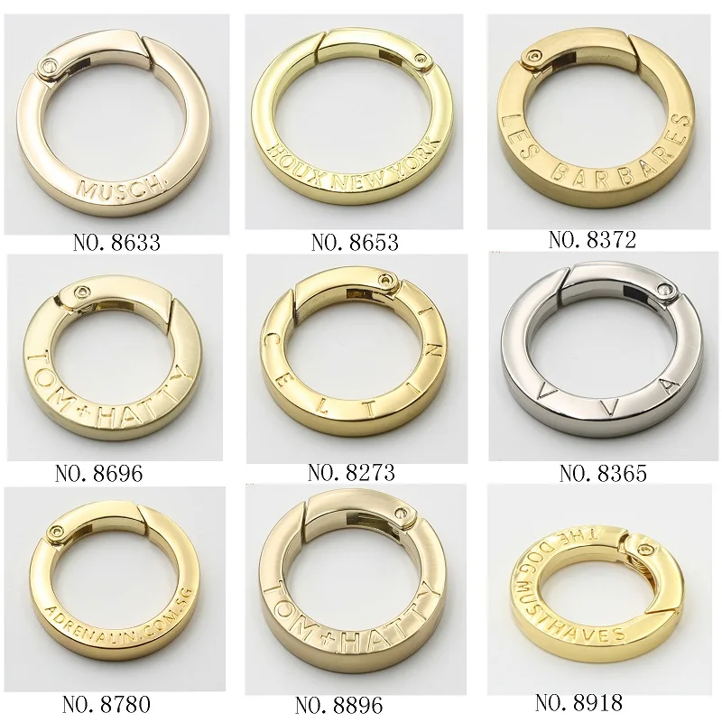 Custom Metal Spring O Rings Silver Plate Ring Circle Snap Clip Hook Spring Buckles Flat Spring Ring Clasp for Bag
