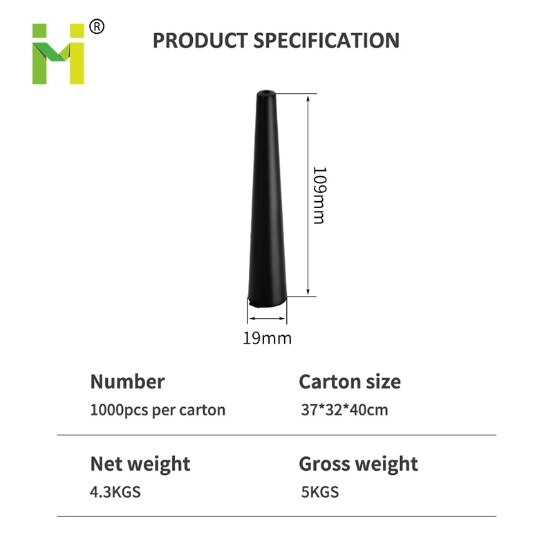 109mm 110mm small plastic pre rolled cones tube pop top