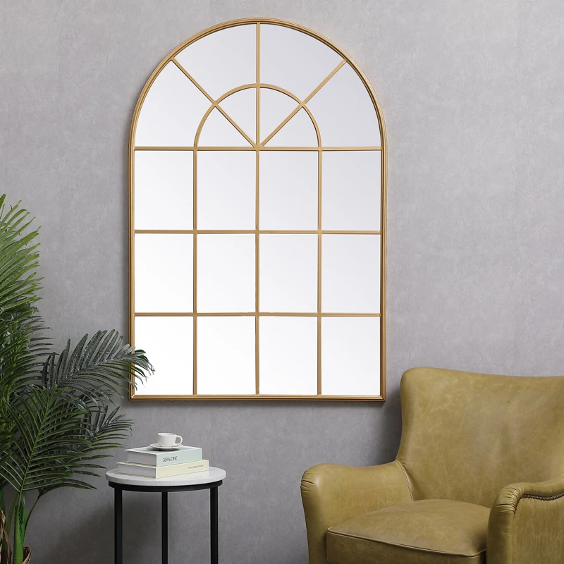 Modern Popular Window Designed Metal Framed Wall Mounted Large Mirrors for Livingroom