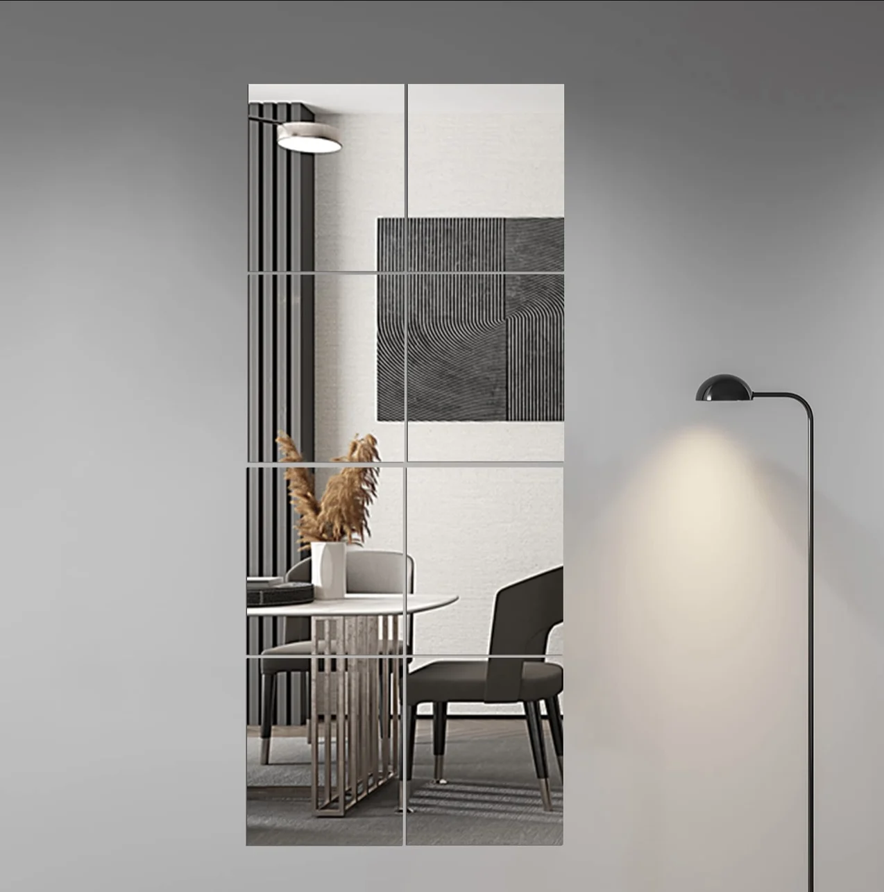 Glass full-length wall mirror tile Bedroom frameless full-length mirror tile Full-court mirror wall-mounted for home gyms