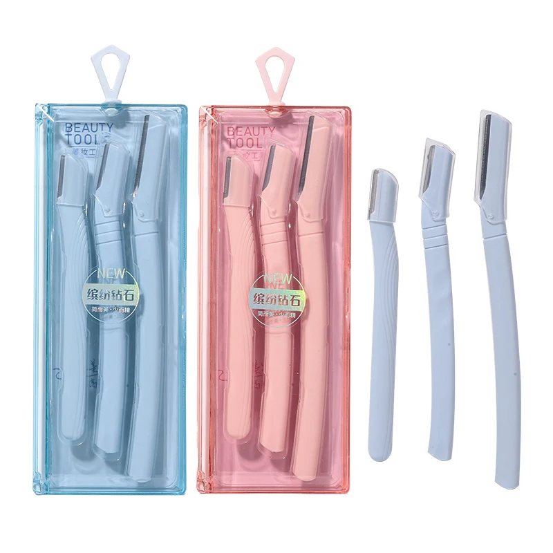 LMLTOP 3pcs/Box Dermaplaning Eyebrow Razor And Facial Razor 3 Style Balde Remover Face Body Hair Eyebrow Trimmer Set SY346