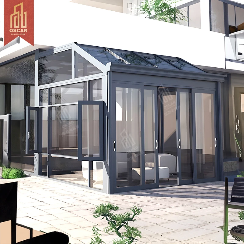 Lighting Tempered Glass Home Installation Processing Yard Aluminum Alloy Inclined Roof Garden Villa Pergola Sun Room