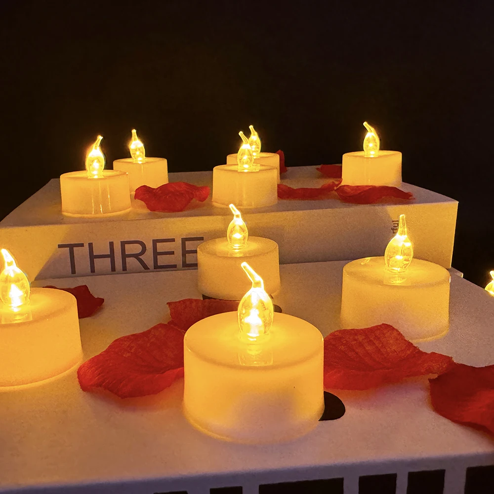 Wholesale Mini LED Tea Light Candle Plastic Flickering Flame Battery Operated Pillar LED candles tealight for wedding home decor