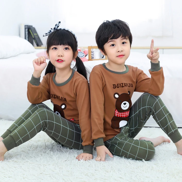 
Wholesale boys/girls causal long sleeves pajamas comfortable sleep wear night shirt with pants 