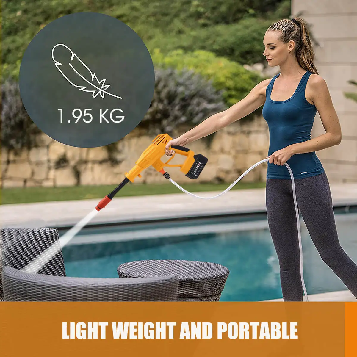 Multipurpose Portable High Pressure Washer Gun Electric Battery Powered Cordless Car Washer Machine Rechargeable