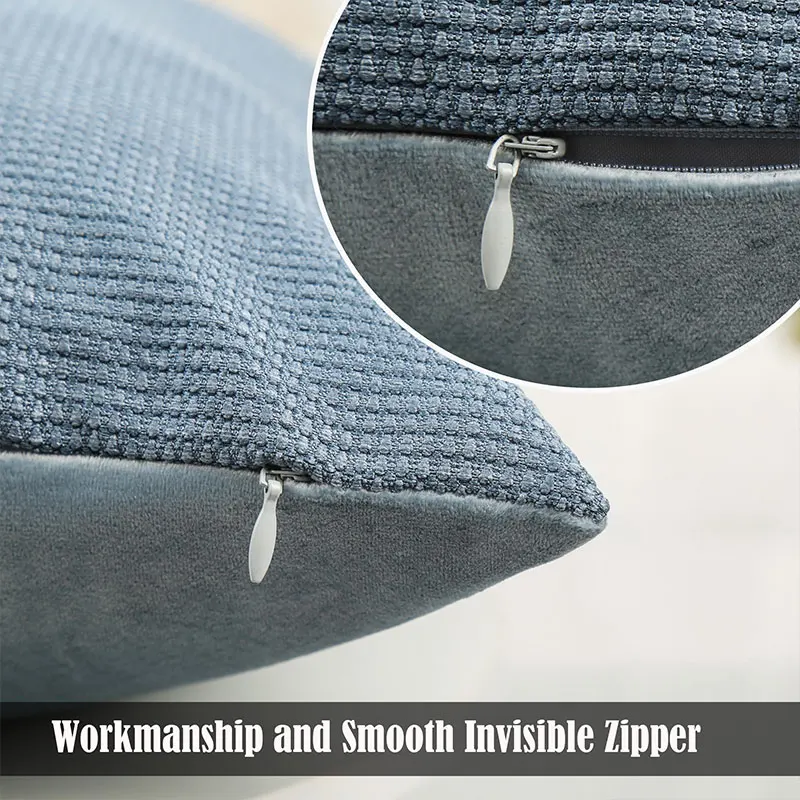 Amity Texture Face Soft Velvet Back Pillow Cover Solid Polyester Rectangle Pillowcase Simple Throw Pillow Cover