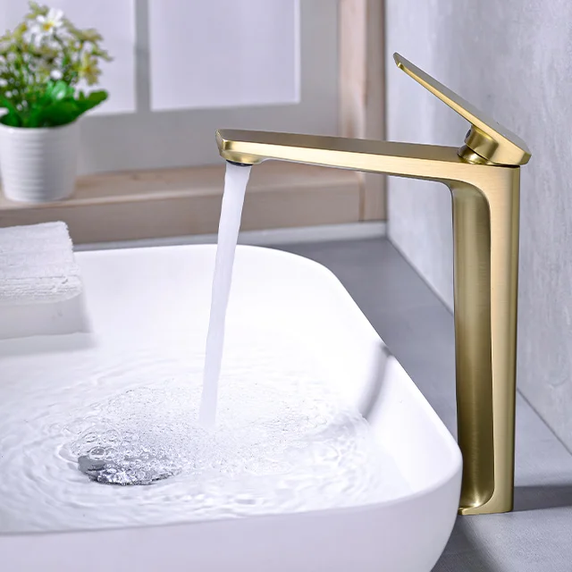 Modern designer Gold Basin Mixer Hot Cold Water Vanity Vessel Faucet basin mixers For Bathroom