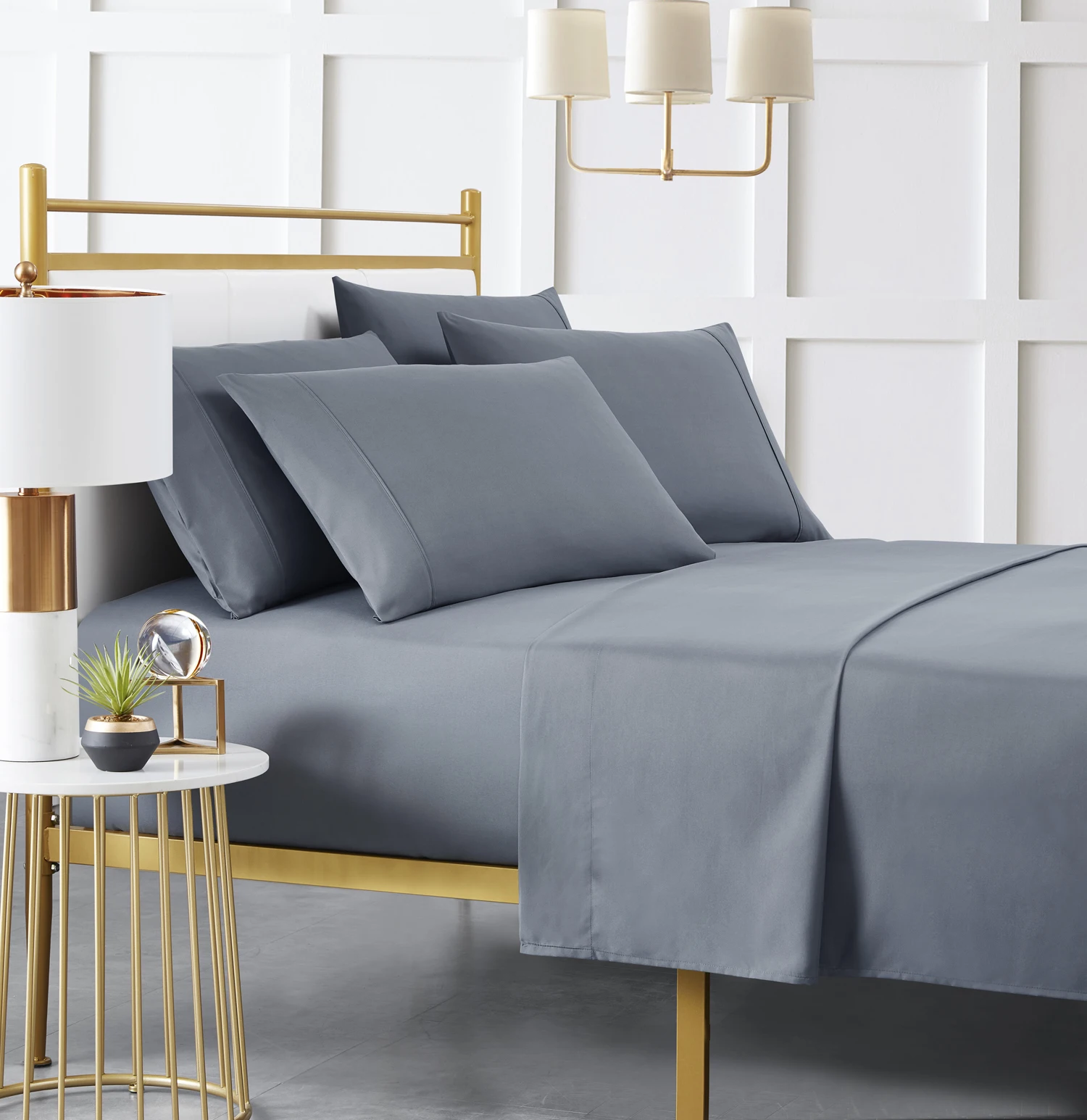 
2020 hot bedding set 110gsm 100% polyester 2800thread count peach like Solid microfiber Bed Sheet Set 