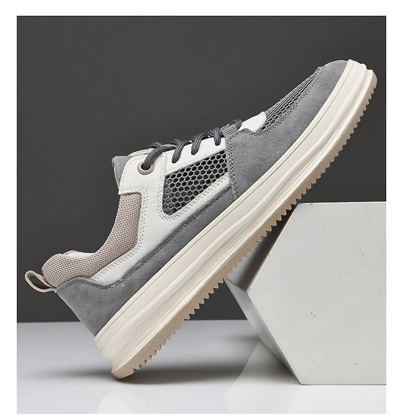 2022 custom shoes Fashion men mesh breathable genuine leather casual custom sneaker
