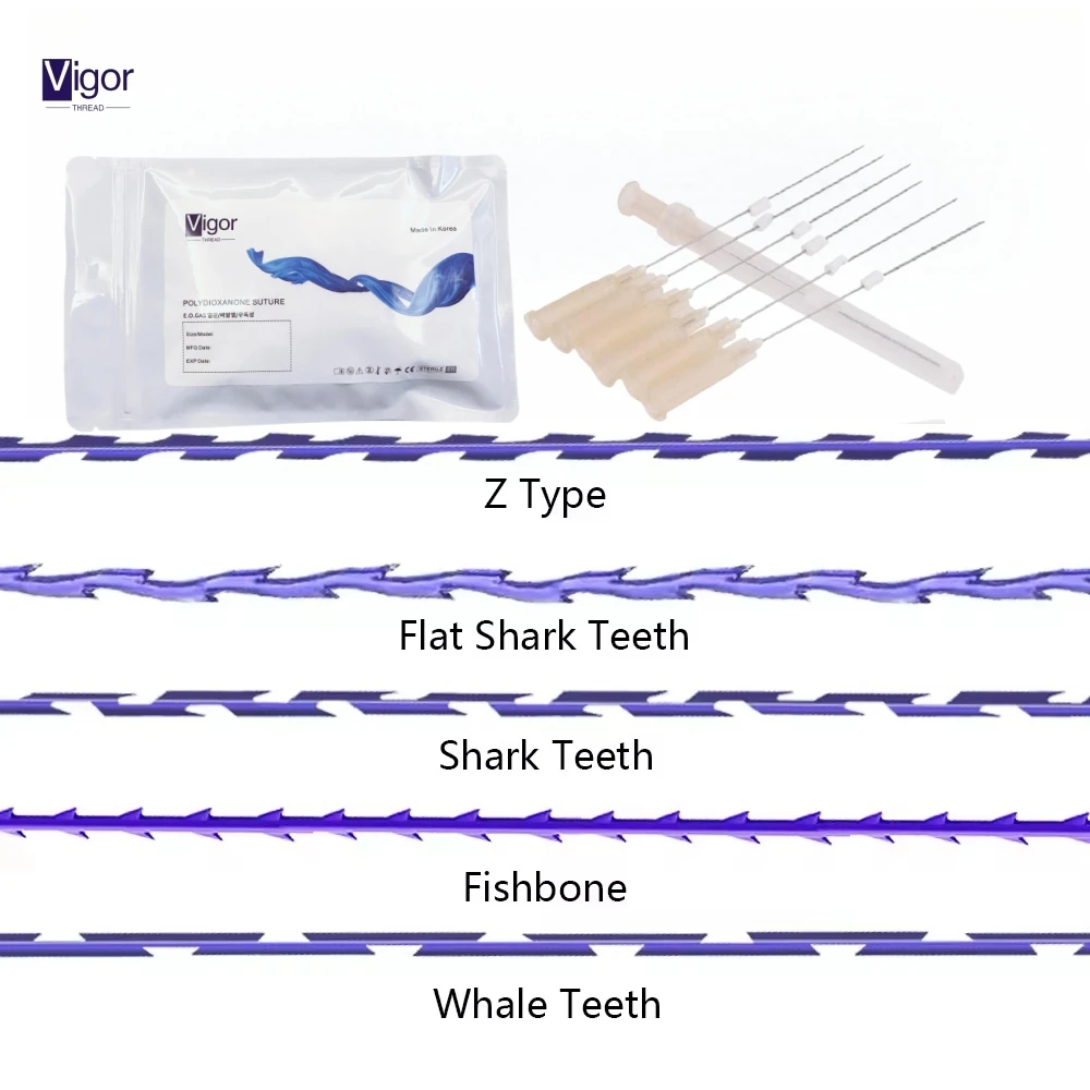 Vigor koreabulk pdo threads tension threads cog molding tension threads face lifting cog pdo 6d 18g 100mm minerva