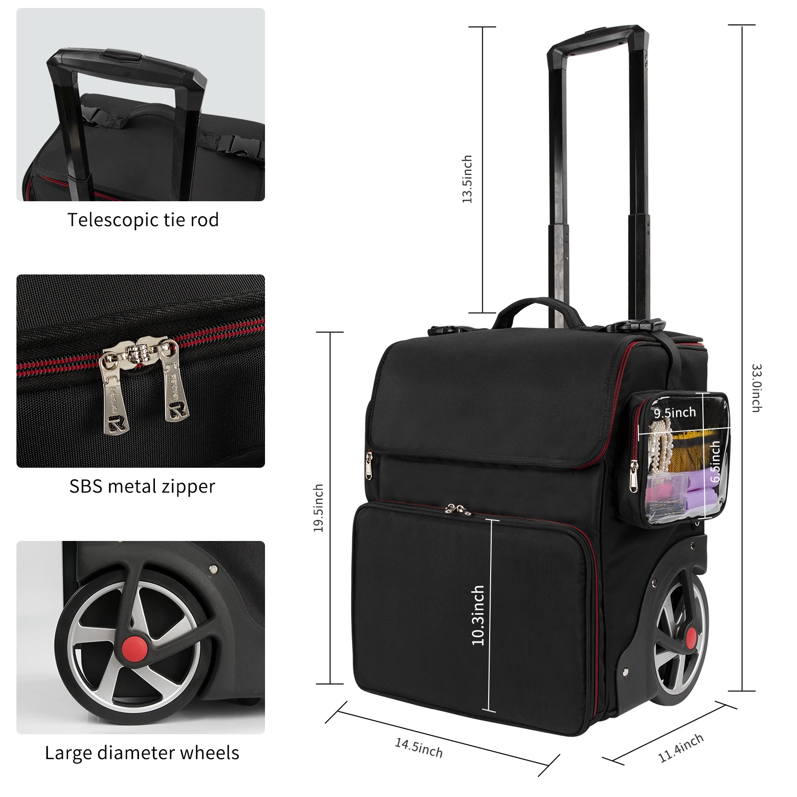 Relavel Professional Hairdresser Makeup Trolley Case Hairdressing Travel Beauty Salon Barber Case Makeup Rolling Train Case
