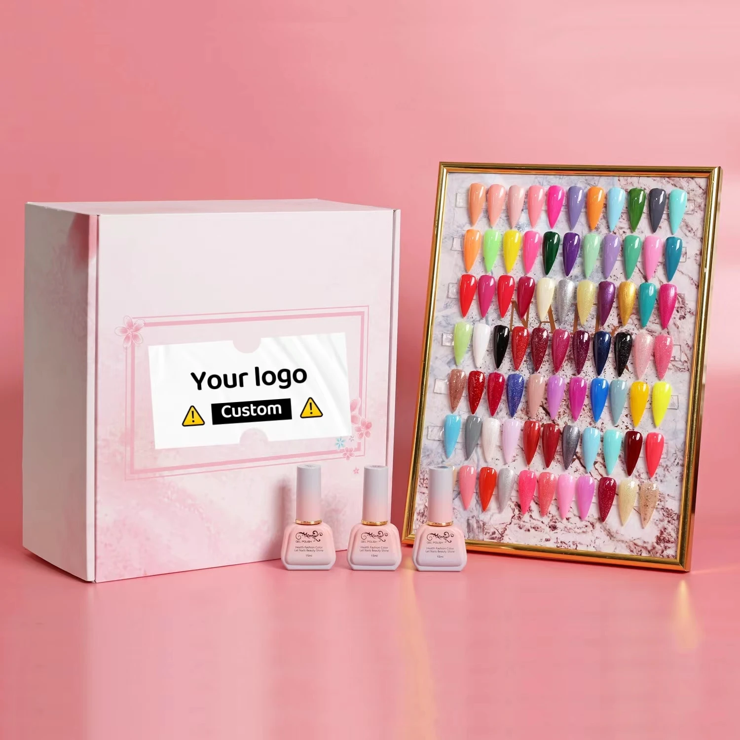 Custom Logo 60PCs/Box Gel Polish Manicure For Nails Semi Permanent Top Coat Soak Off UV LED Gel Color Glitter Varnish