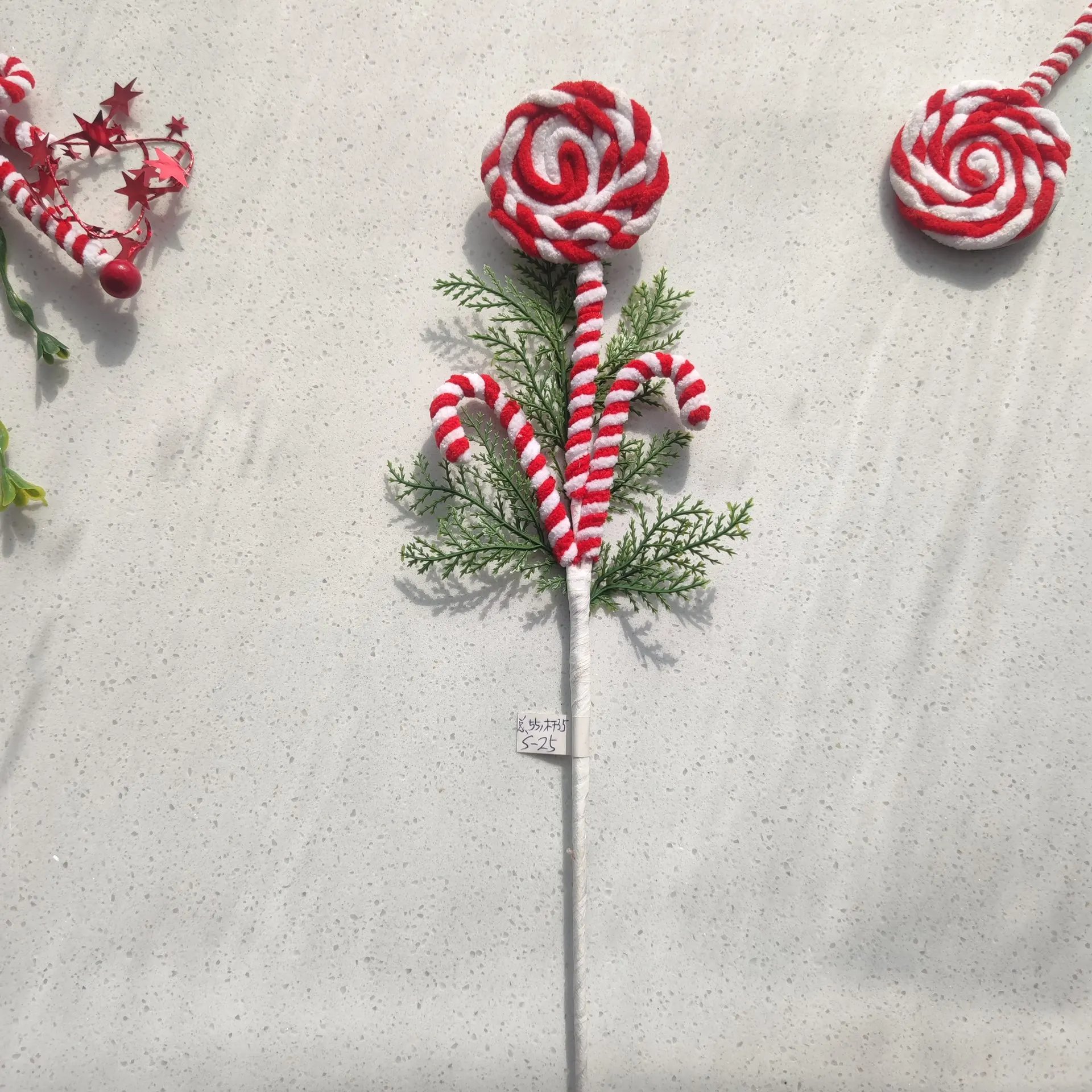 Navidad Christmas Decoration Suppliers Peppermint Swirl Picks Christmas Tree Decoration
